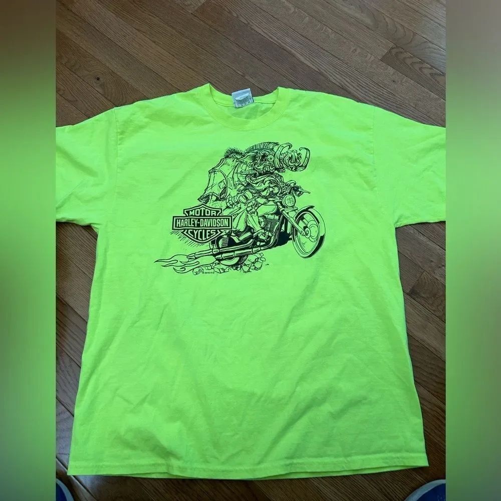 Harley Davidson Hog Bike Rider Ozark Neon Tshirt
